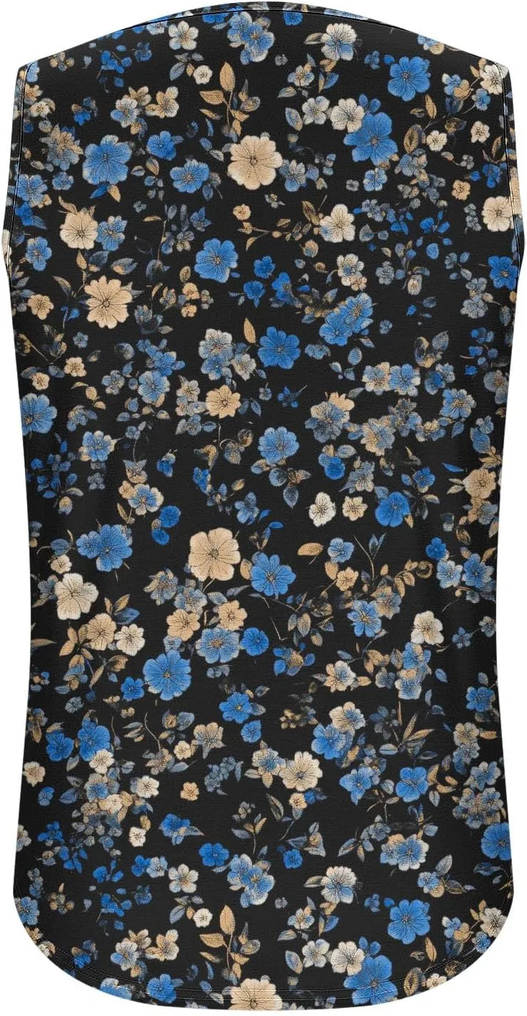 Tank Top for Women Summer Sleeveless Crew Neck Outfits Fashion Floral Print Beach Vacation Tops Trendy Dressy Shirt