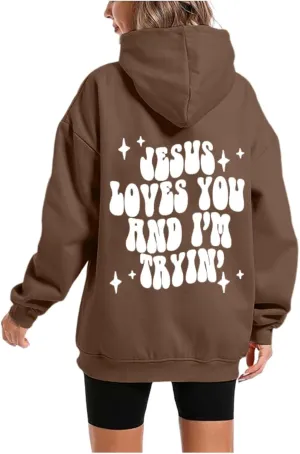 Thick Oversized Hoodies Women Women's Casual Letter Print Solid Color Round Neck Graphic Hoodie Juniors