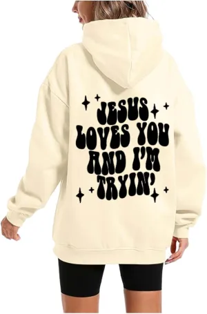 Thick Oversized Hoodies Women Women's Casual Letter Print Solid Color Round Neck Graphic Hoodie Juniors
