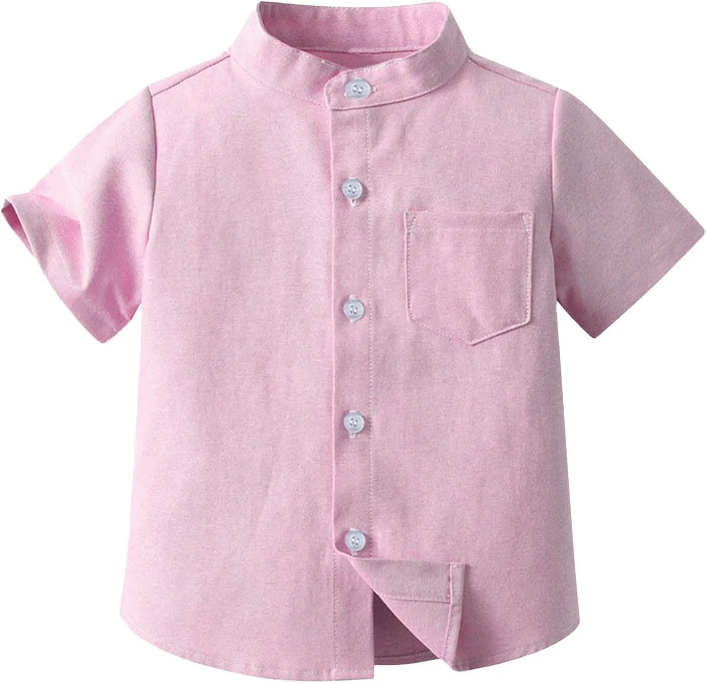 Toddler Boys Button Up Henley Shirt Baby Summer Linen Cotton Dress Shirts Kids Short Sleeve Tees Kids Clothes Girls