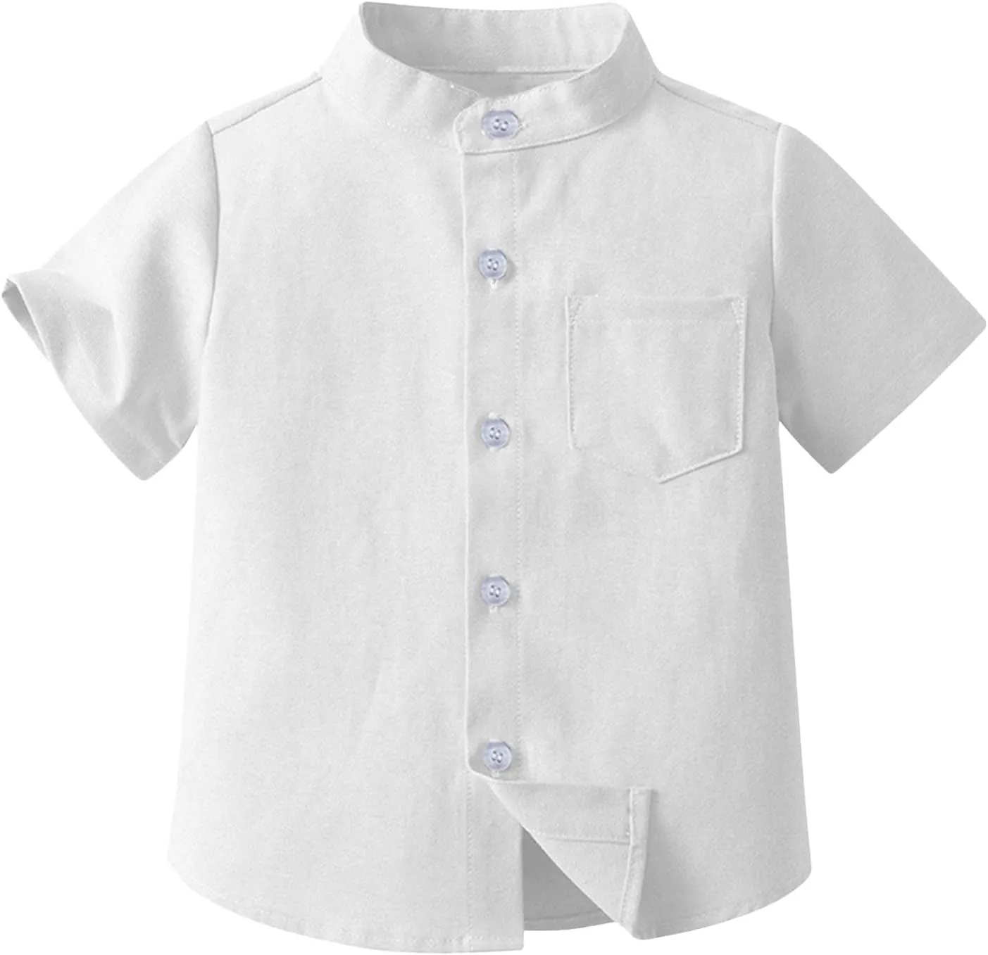 Toddler Boys Button Up Henley Shirt Baby Summer Linen Cotton Dress Shirts Kids Short Sleeve Tees Kids Clothes Girls