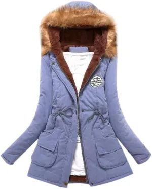 Top Winter Coat Ladies Warm Sweater Down Jacket Hooded Outwear Casual Coats Mid-Length Lamb Wool Cotton Overwear