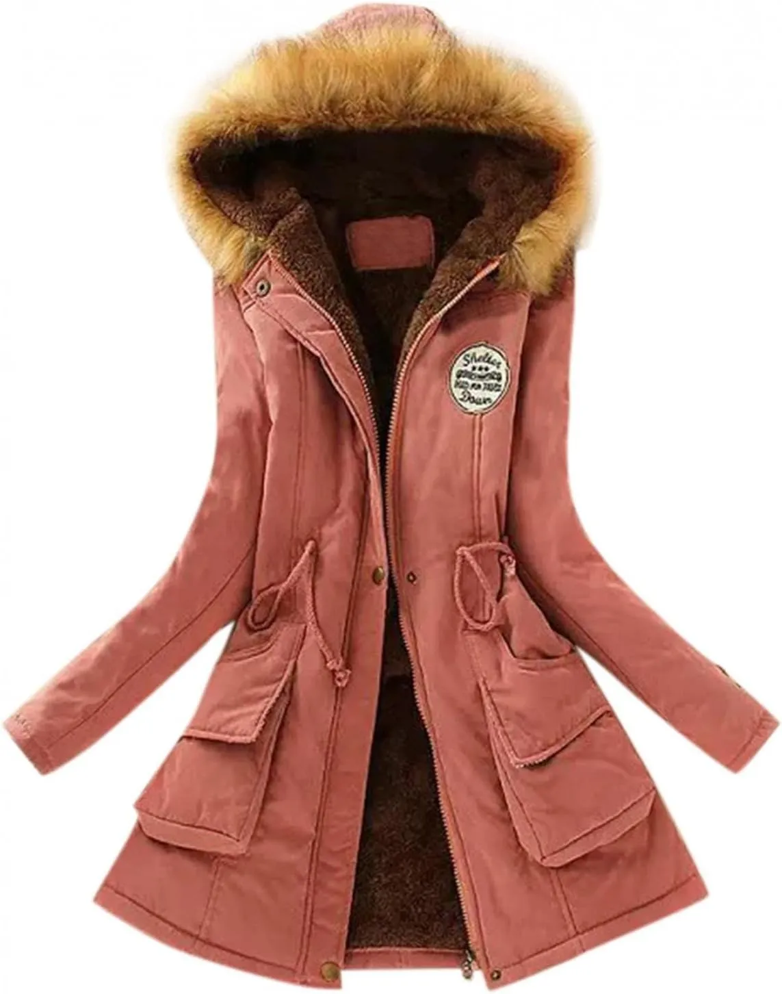 Top Winter Coat Ladies Warm Sweater Down Jacket Hooded Outwear Casual Coats Mid-Length Lamb Wool Cotton Overwear