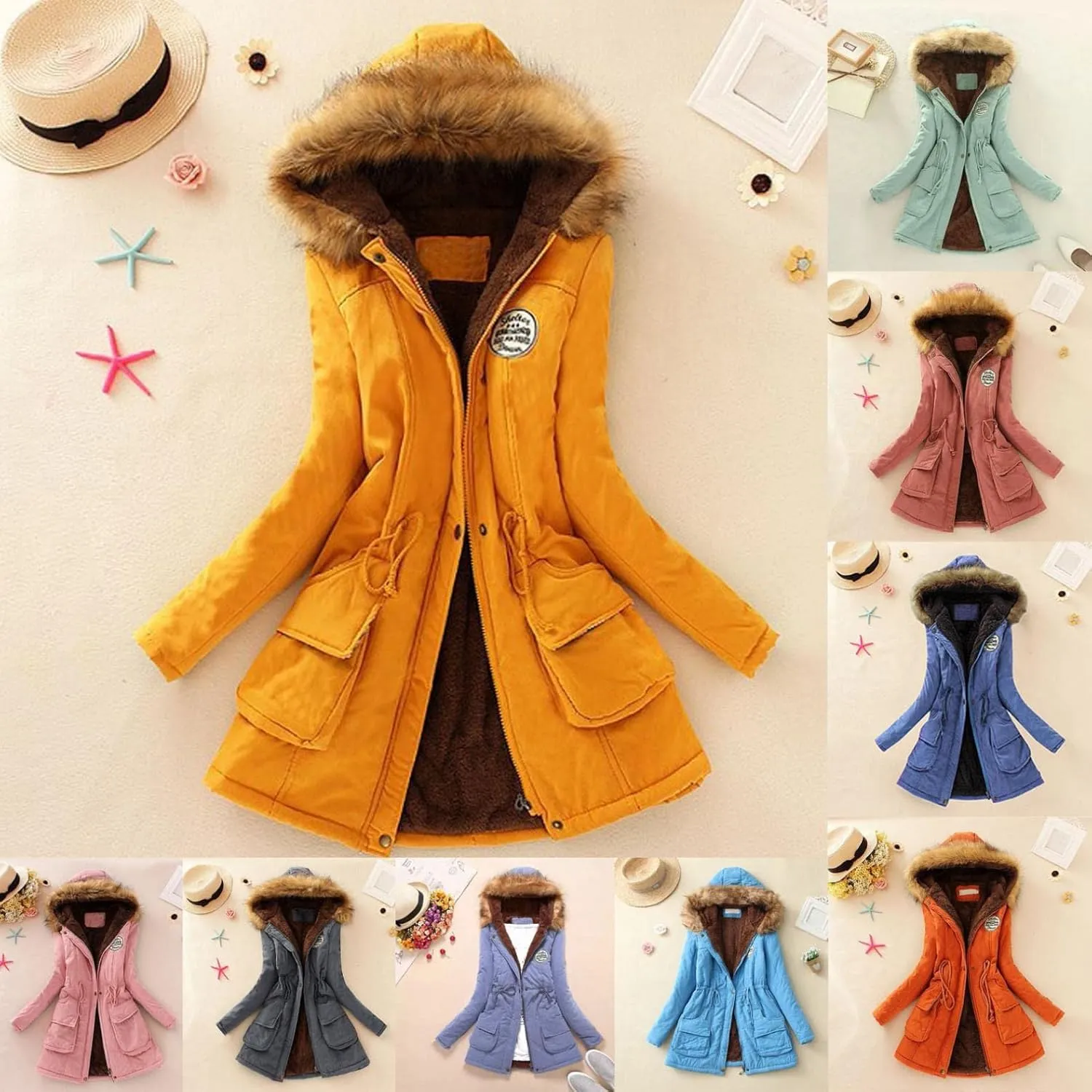 Top Winter Coat Ladies Warm Sweater Down Jacket Hooded Outwear Casual Coats Mid-Length Lamb Wool Cotton Overwear
