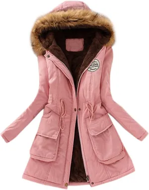 Top Winter Coat Ladies Warm Sweater Down Jacket Hooded Outwear Casual Coats Mid-Length Lamb Wool Cotton Overwear