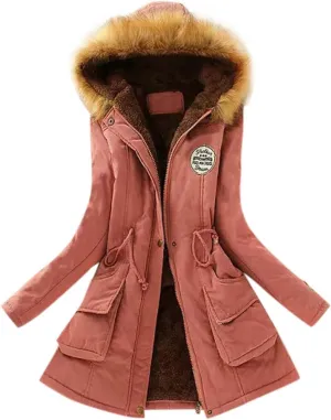 Top Winter Coat Ladies Warm Sweater Down Jacket Hooded Outwear Casual Coats Mid-Length Lamb Wool Cotton Overwear