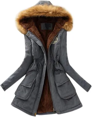 Top Winter Coat Ladies Warm Sweater Down Jacket Hooded Outwear Casual Coats Mid-Length Lamb Wool Cotton Overwear