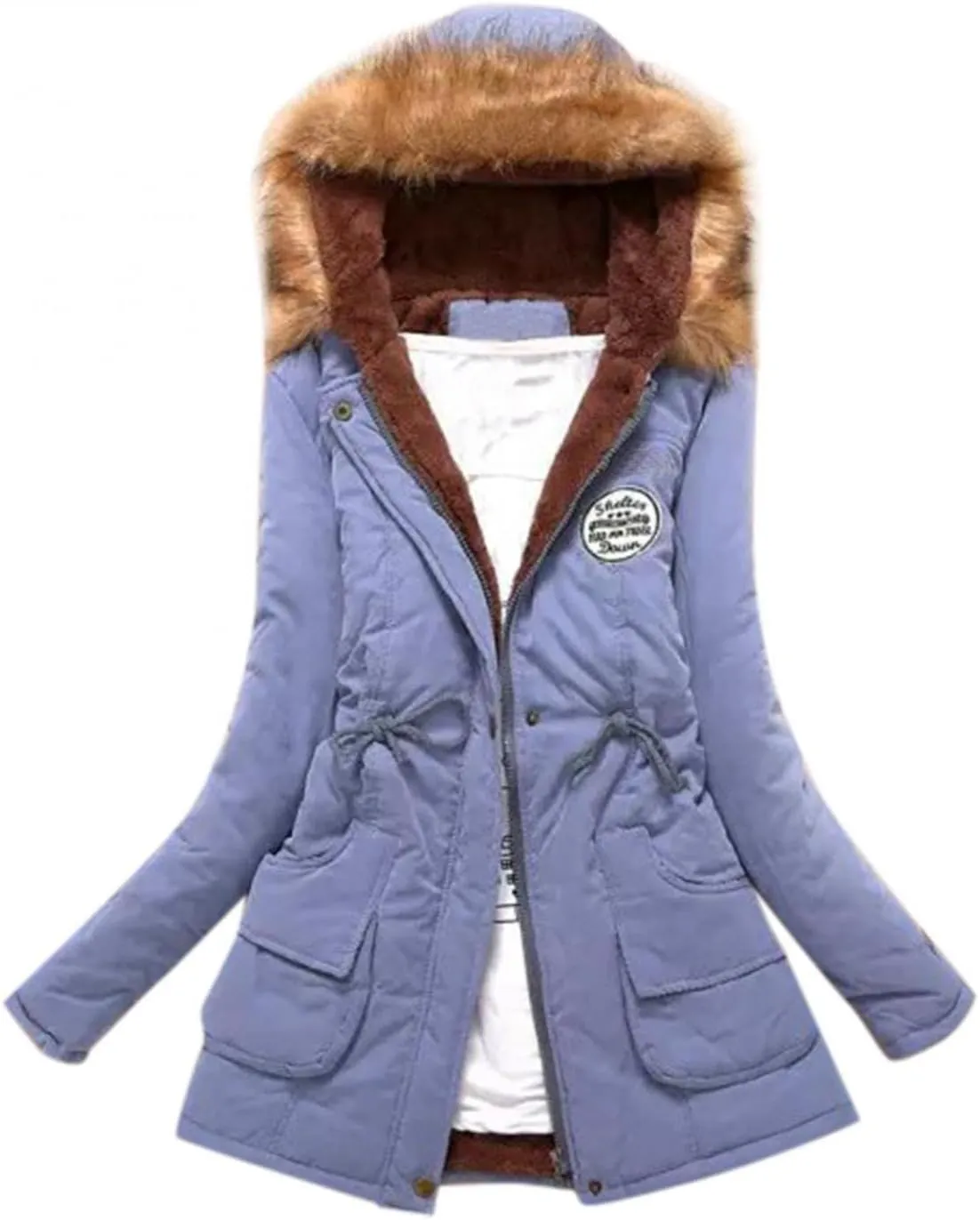 Top Winter Coat Ladies Warm Sweater Down Jacket Hooded Outwear Casual Coats Mid-Length Lamb Wool Cotton Overwear