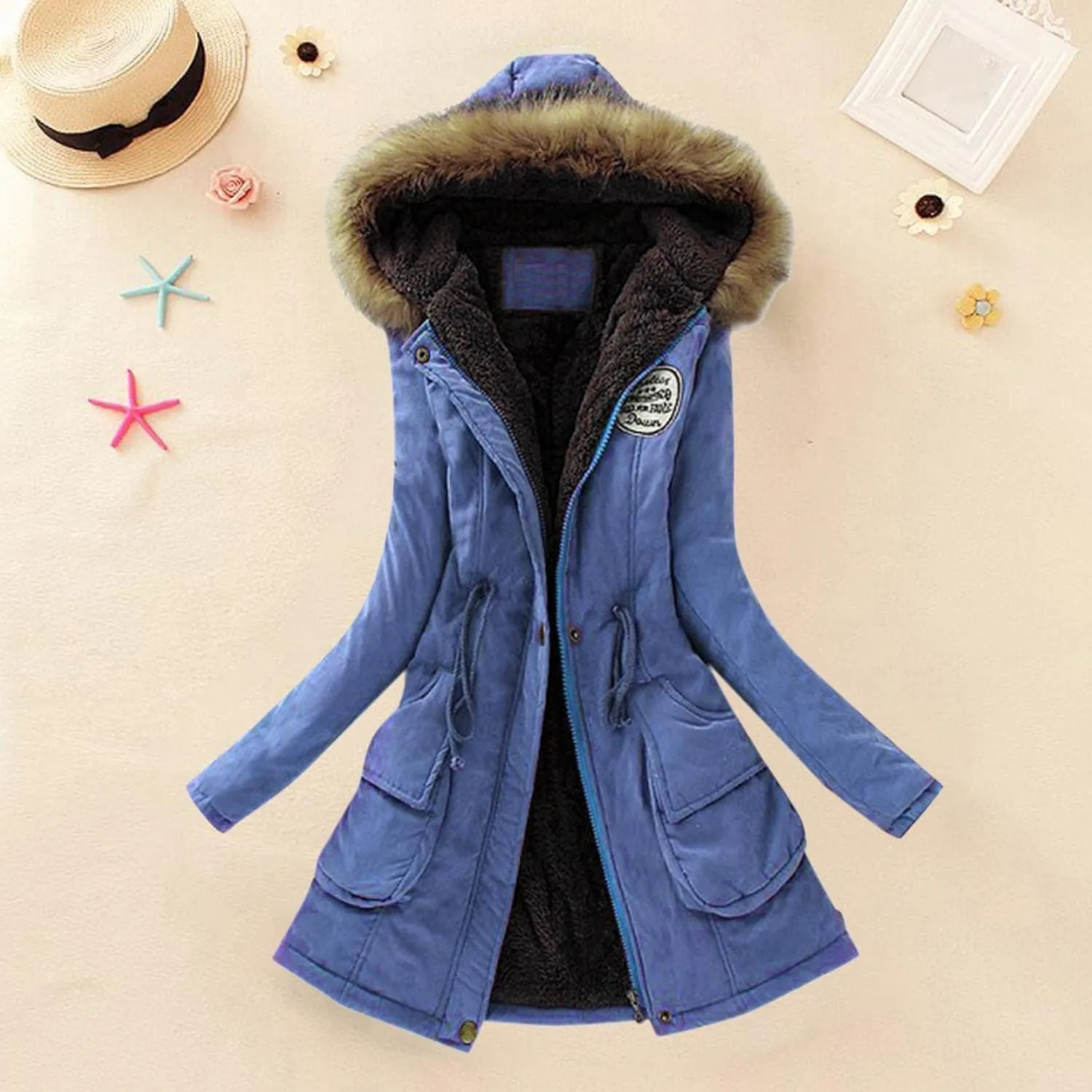 Top Winter Coat Ladies Warm Sweater Down Jacket Hooded Outwear Casual Coats Mid-Length Lamb Wool Cotton Overwear