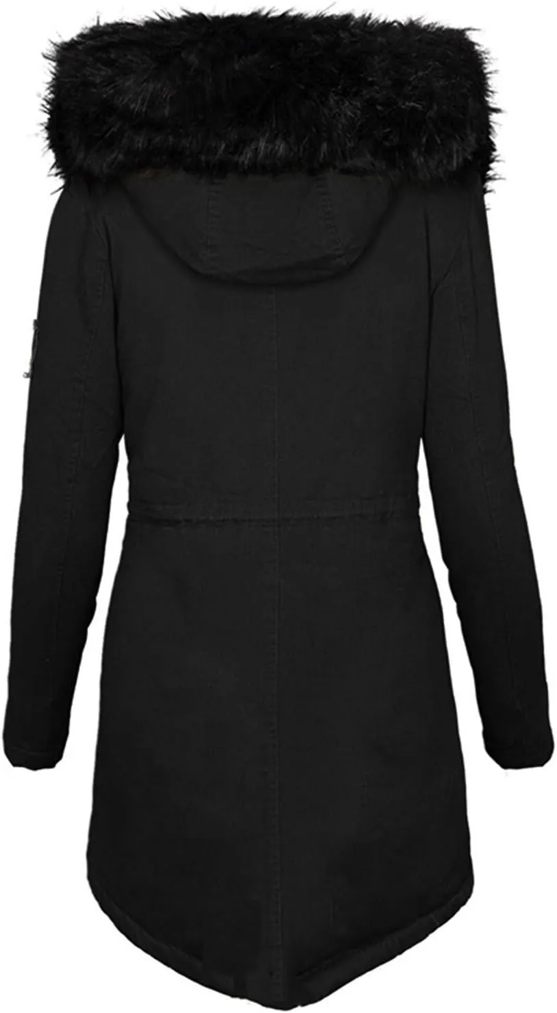 Trench Coat for Women Simple Fashion Hood Long Sleeve Quilted Jacket Slim Fit Button Zip Overcoat 2024 Winter Outwear