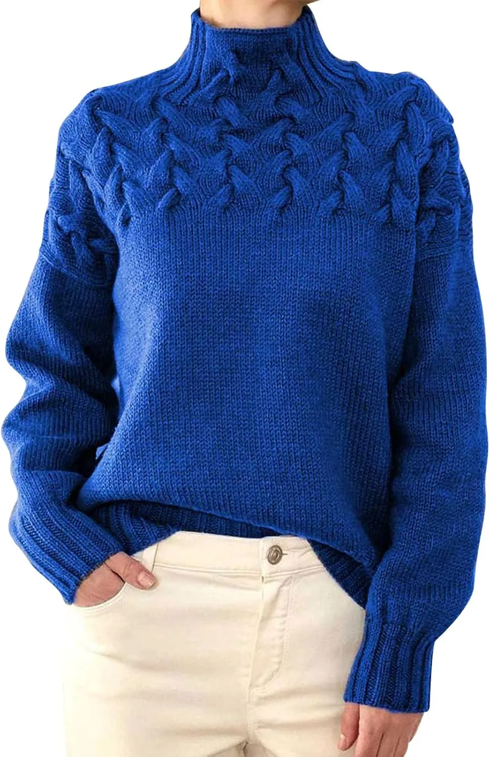 Turtleneck Sweaters for Women Pleated Front Sweatshirts Long Sleeve Crewneck Hoodies 2024 Fall Winter Warm Pullover Top
