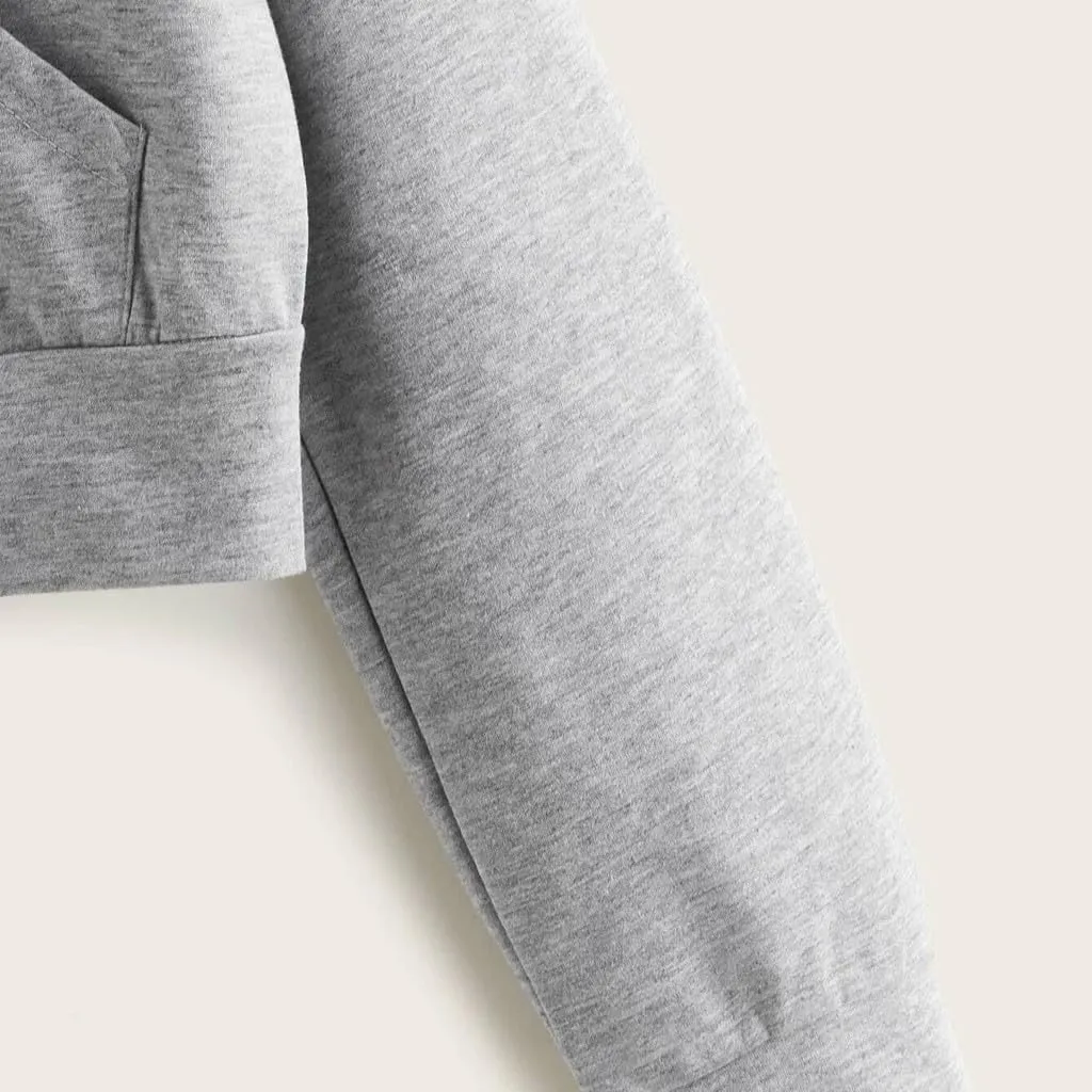 Vickyleb Womens Hooded Sweatshirts Solid Color Long Sleeve Fall Fashion Lightweight Zip Up Crop Hoodies for Women