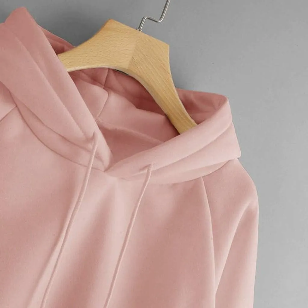 Vickyleb Womens Hoodie Solid Basic Fleece Drawstring Loose Fit Sweatshirt Long Sleeve Pullover with Kangaroo Pocket