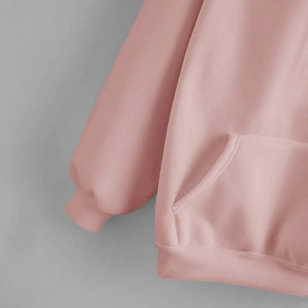 Vickyleb Womens Hoodie Solid Basic Fleece Drawstring Loose Fit Sweatshirt Long Sleeve Pullover with Kangaroo Pocket