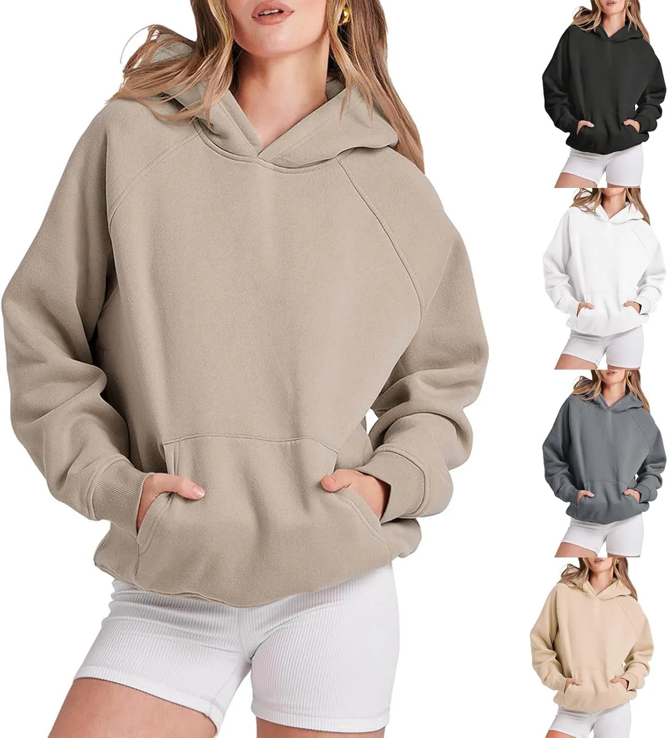 Vickyleb Women's Oversized Hoodies Sweatshirts Casual Fleece Hooded Pullover Tops Sweaters Fall Fashion Clothes 2024