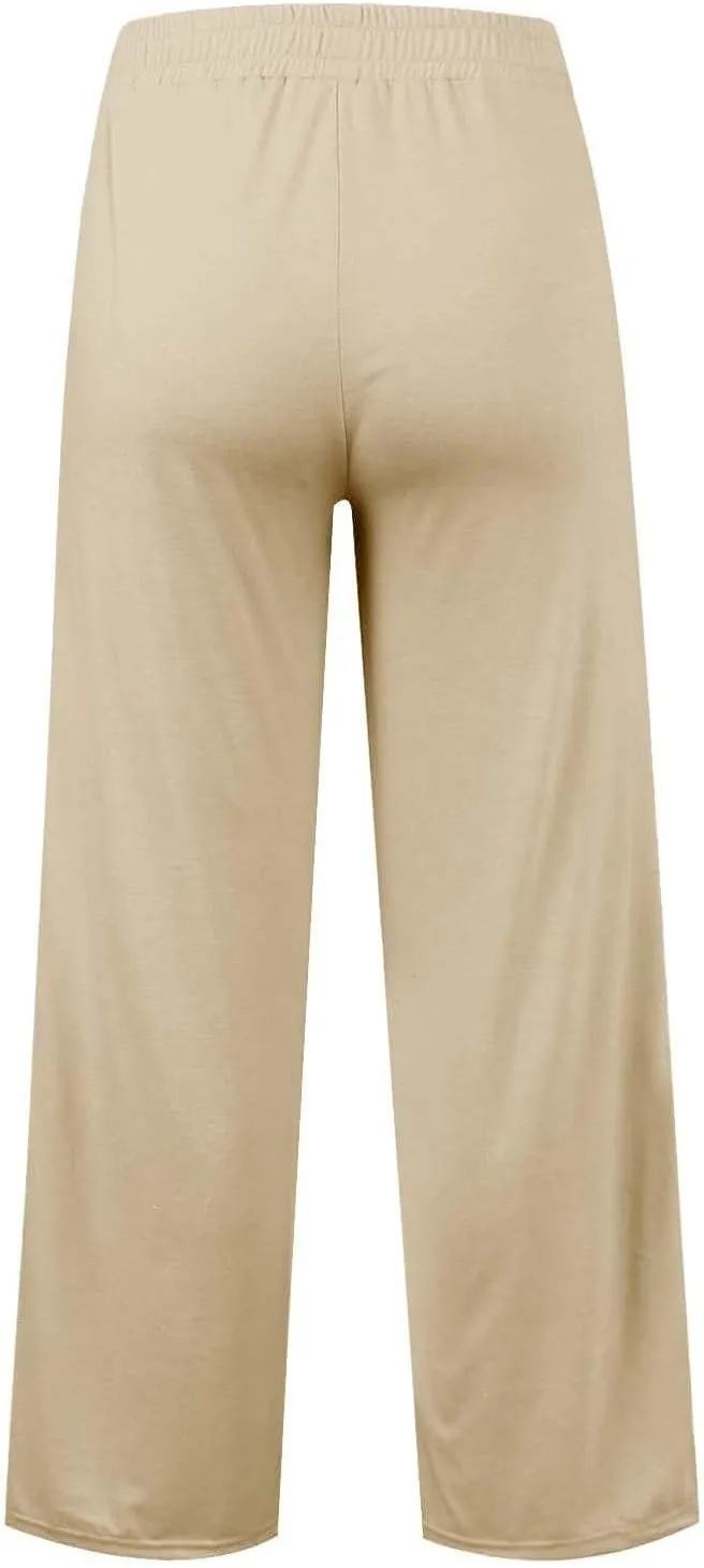 Wide Leg Sweatpants for Kids Girls Elastic Drawstring Baggy Straight Leg Comfy Plain Joggers Trousers with Pockets