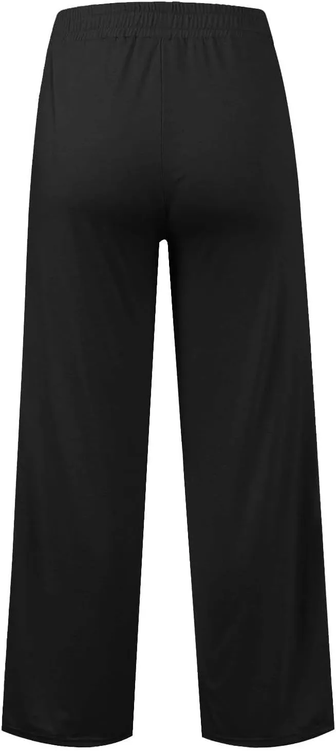 Wide Leg Sweatpants for Kids Girls Elastic Drawstring Baggy Straight Leg Comfy Plain Joggers Trousers with Pockets