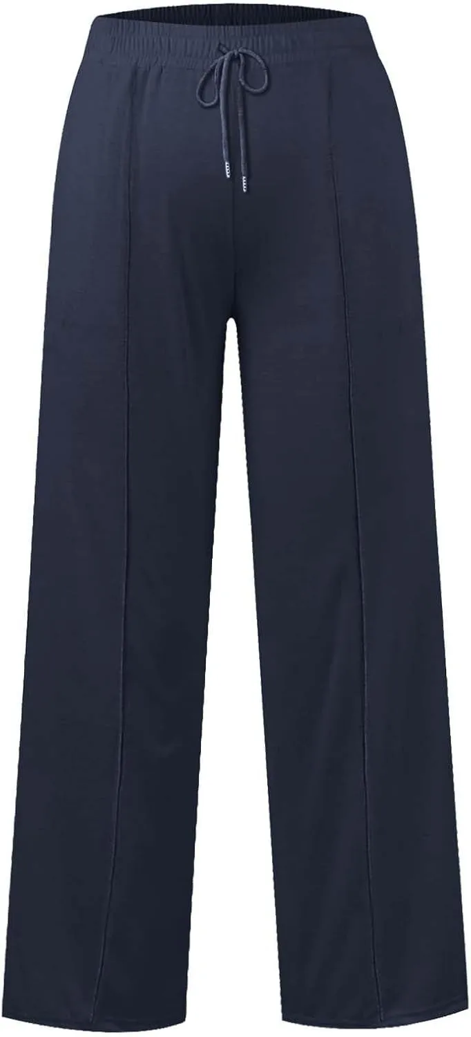 Wide Leg Sweatpants for Kids Girls Elastic Drawstring Baggy Straight Leg Comfy Plain Joggers Trousers with Pockets