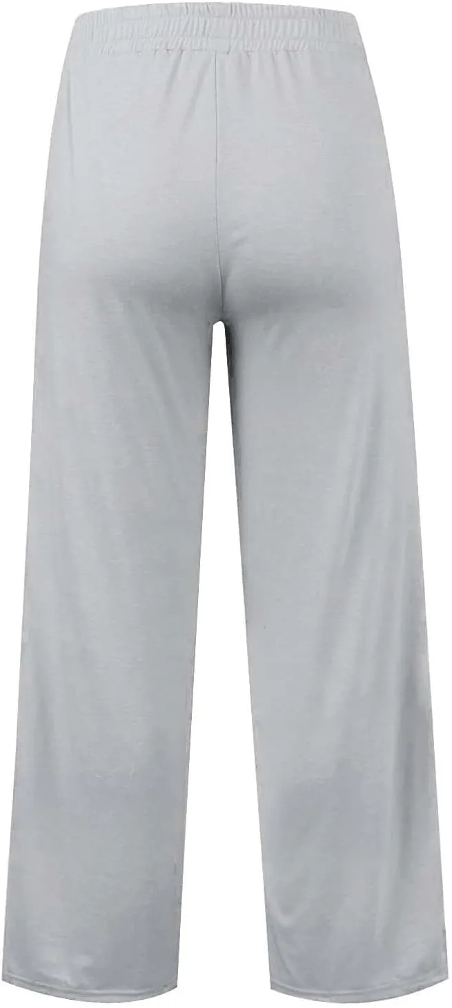 Wide Leg Sweatpants for Kids Girls Elastic Drawstring Baggy Straight Leg Comfy Plain Joggers Trousers with Pockets