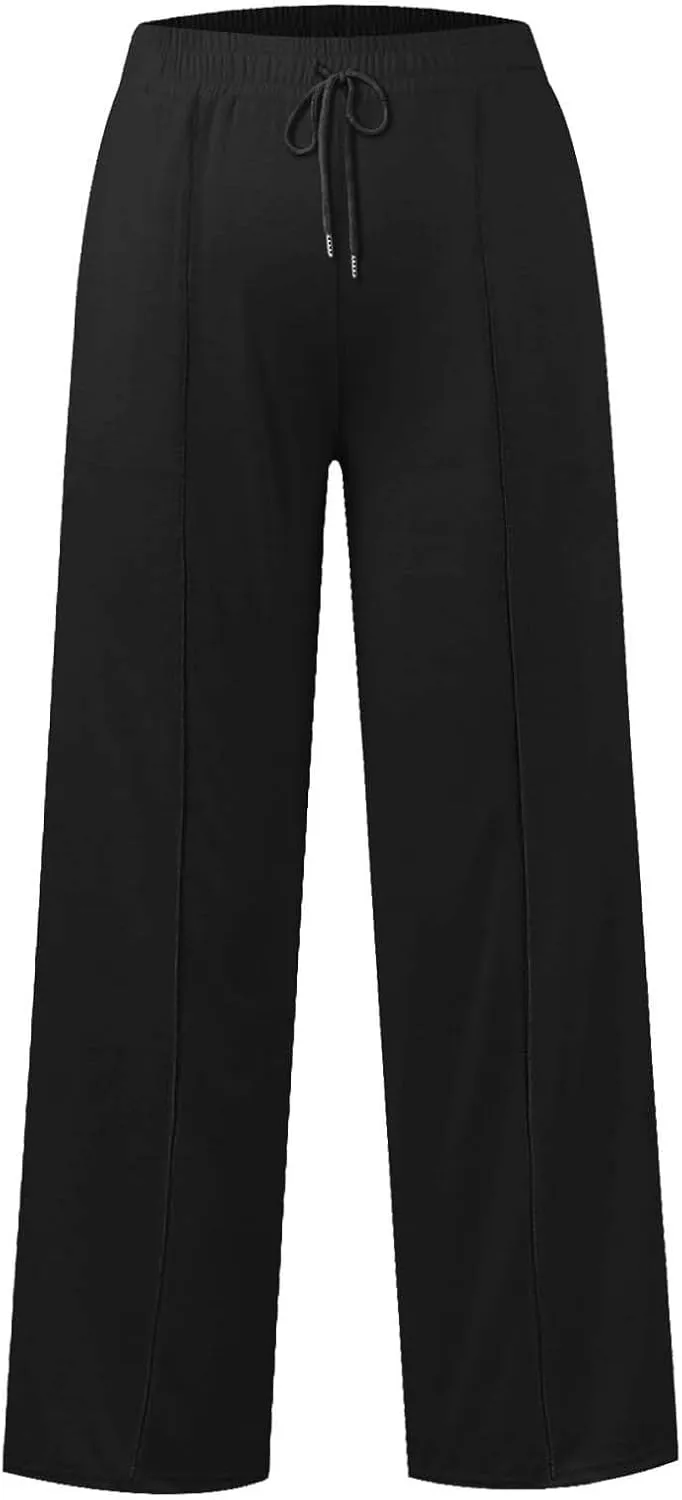 Wide Leg Sweatpants for Kids Girls Elastic Drawstring Baggy Straight Leg Comfy Plain Joggers Trousers with Pockets