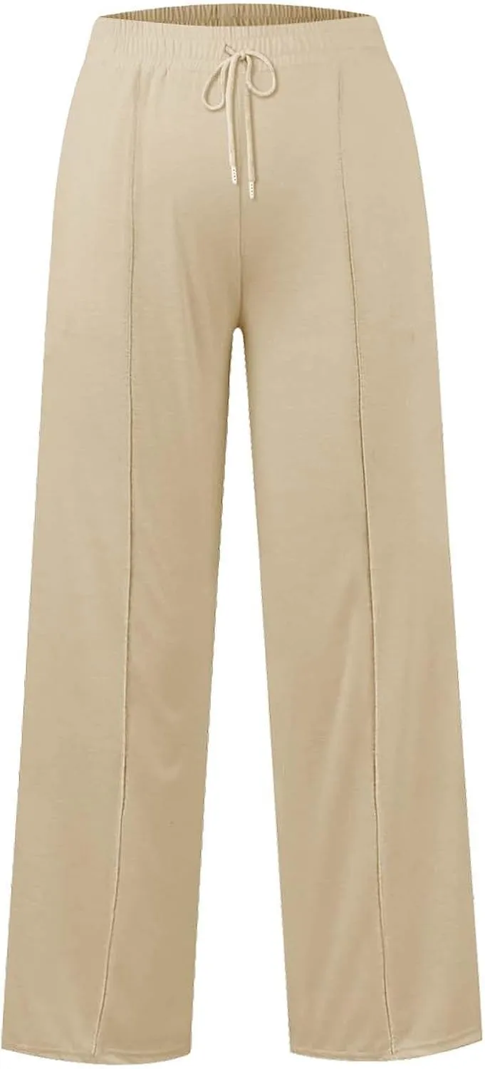 Wide Leg Sweatpants for Kids Girls Elastic Drawstring Baggy Straight Leg Comfy Plain Joggers Trousers with Pockets