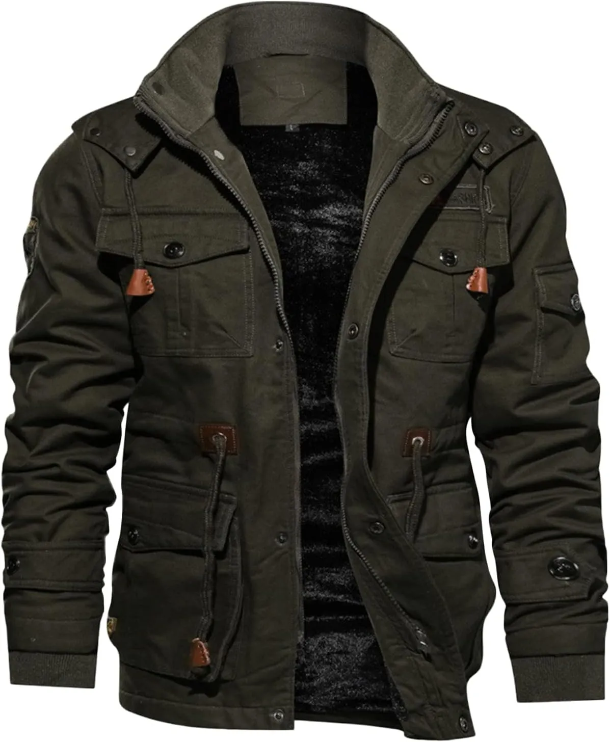 Winter Coats for Men Mens Winter Coats Men's Jacket Casual Fleeced Windproof Bomber Jacket Full Zip Windbreaker Jacket
