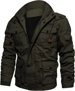 Winter Coats for Men Mens Winter Coats Men's Jacket Casual Fleeced Windproof Bomber Jacket Full Zip Windbreaker Jacket