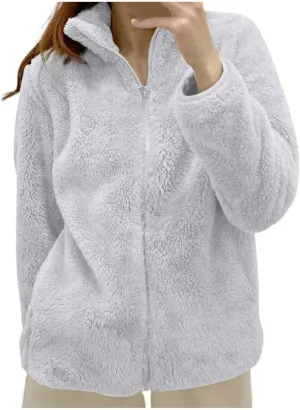 Winter Coats for Women Fuzzy Fleece Jacket Zip up Fuzzy Casual Coats Fashion Winter Outerwear Clothes with Pockets