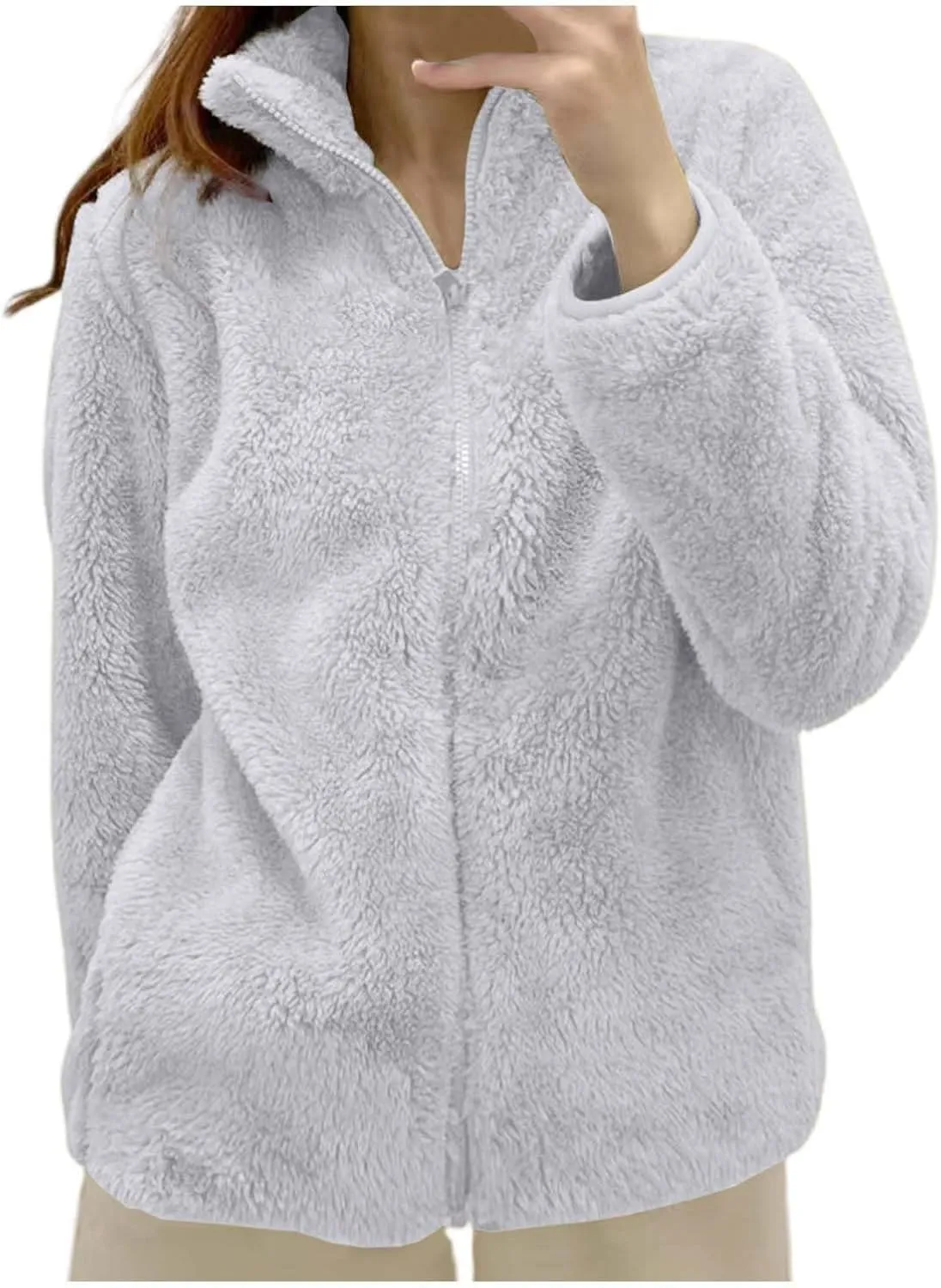 Winter Coats for Women Fuzzy Fleece Jacket Zip up Fuzzy Casual Coats Fashion Winter Outerwear Clothes with Pockets