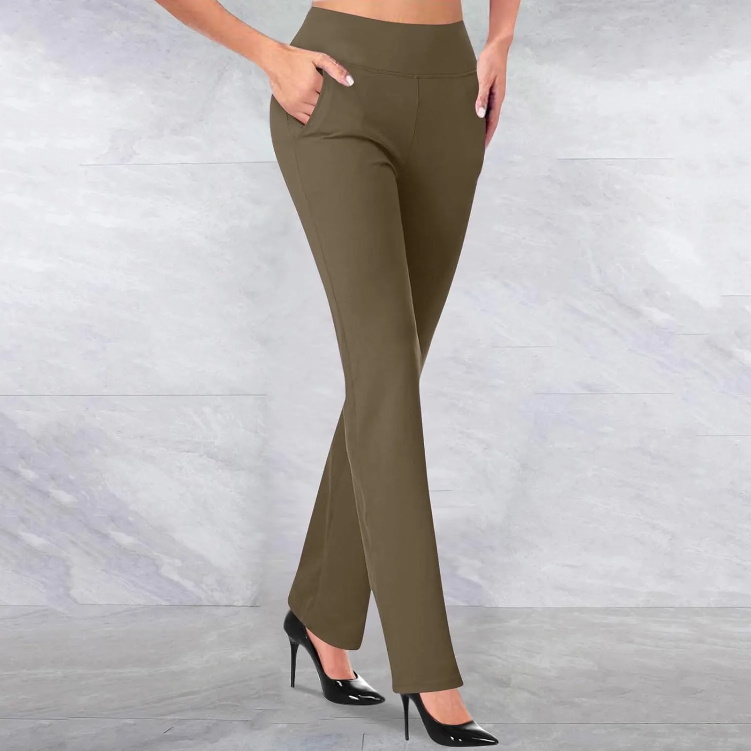 Womans Dress Pants Formal Work Trousers High Waist Slim Fit Casual Yoga Pants Stretchy Skinny Business Office Slacks