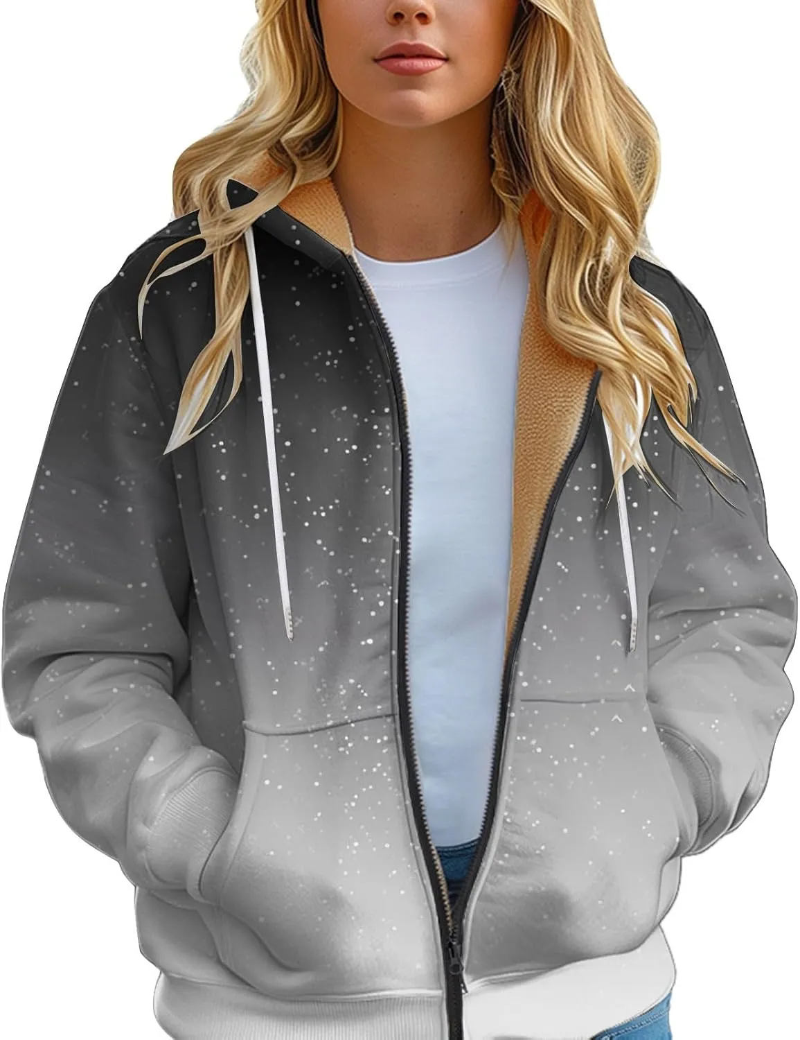 Women Fleece Full Zip Up Cropped Hoodie Light Weight Zip Up Hoodie Women Women's Full Zip Woolen Hoodie Plus Size