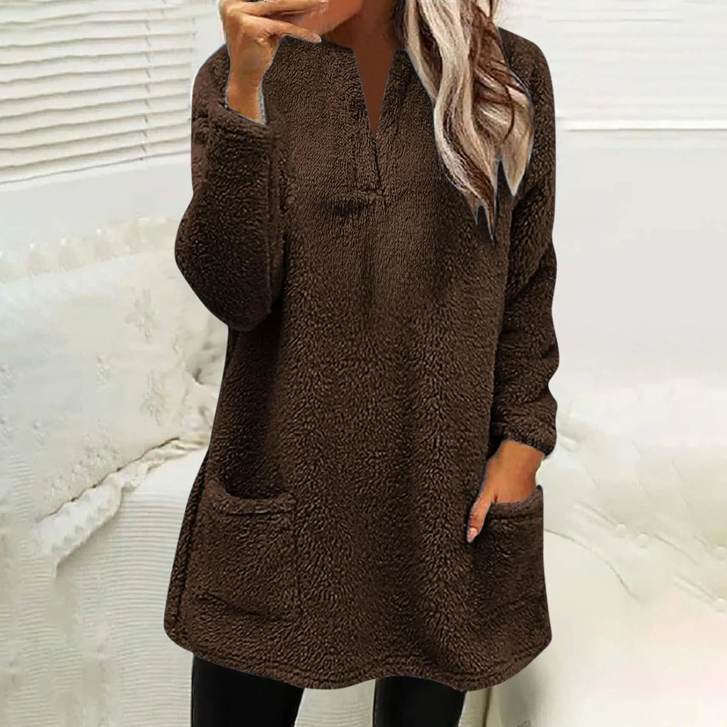 Women Fleece Winter Coats Faux Shearling Oversized Y2K Sweatshirts Long Sleeve Loose Fit Fuzzy Sherpa Pullover Tops Outerwear