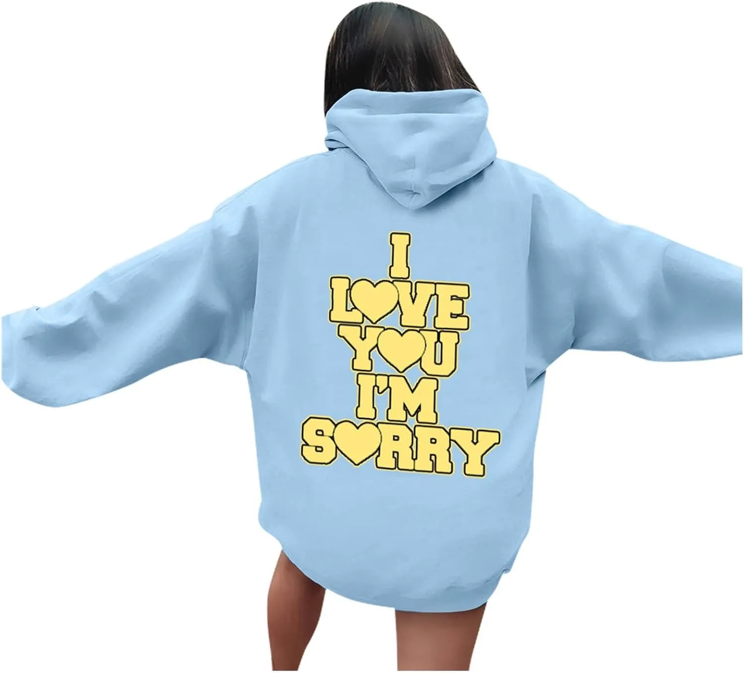 Women Hoodies Gracie I Love You I'm Sorry Letter Print Hoodie Pullover Long Sleeve Oversized Y2K Trendy Casual Shirts