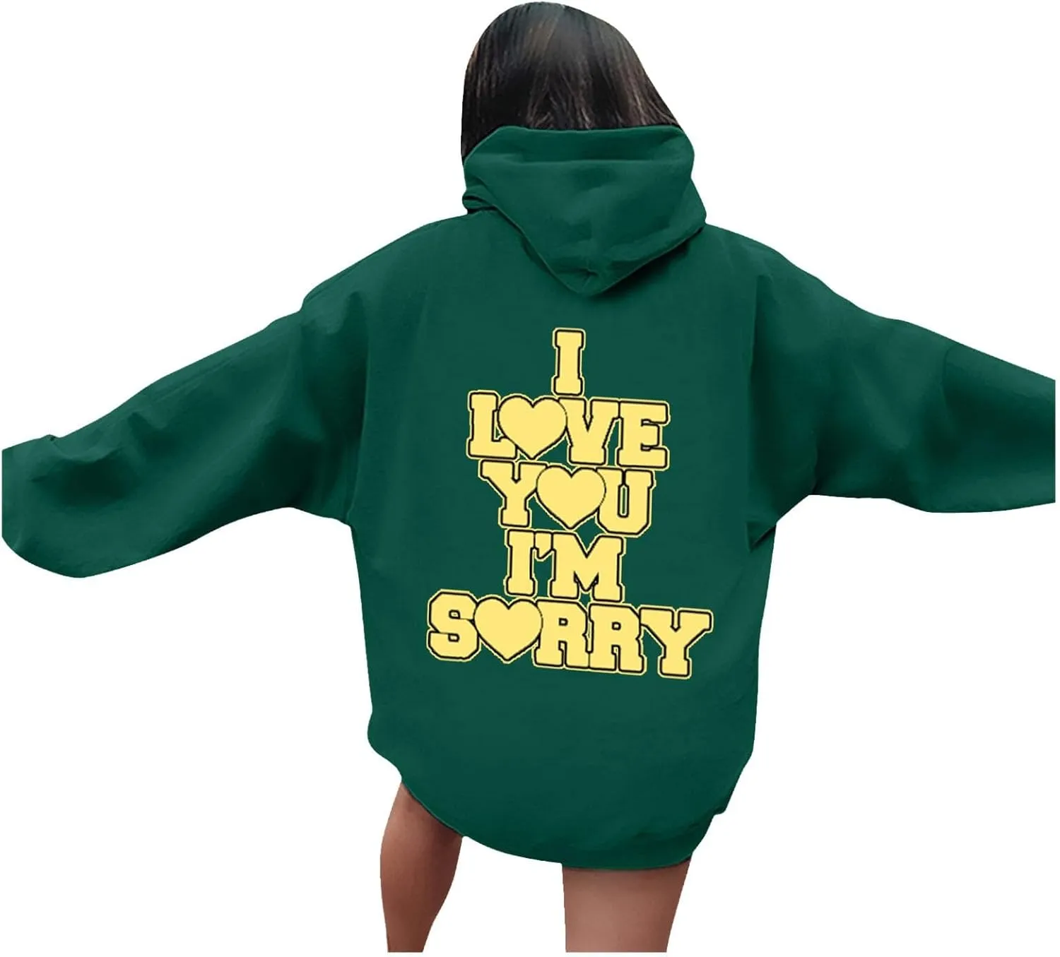 Women Hoodies Gracie I Love You I'm Sorry Letter Print Hoodie Pullover Long Sleeve Oversized Y2K Trendy Casual Shirts