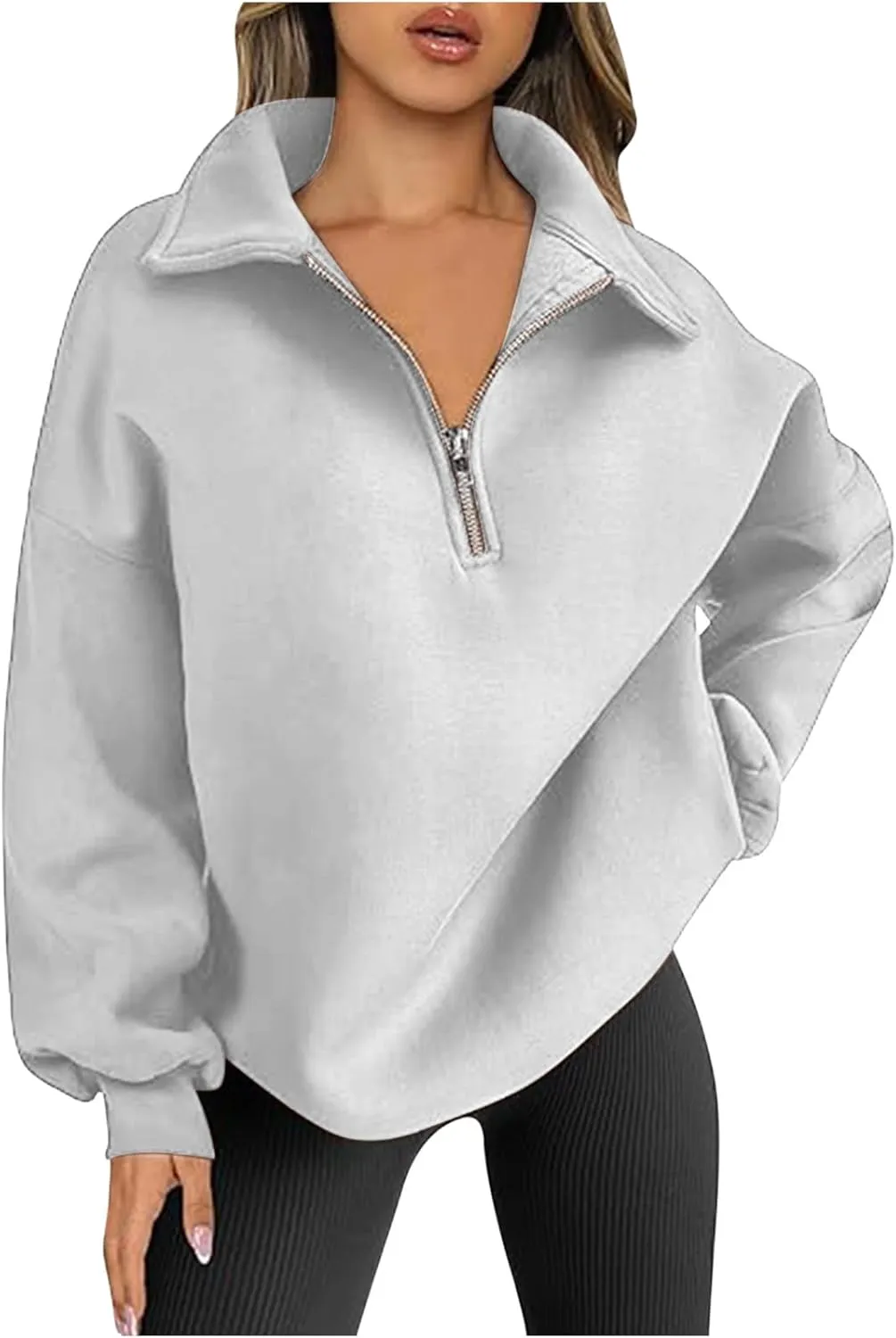 Women Oversized Hoodies Sweatshirt Half Zip Long Sleeve Fleece Pullover Top 2024 Fall Trendy Teen Girl Preppy Clothes