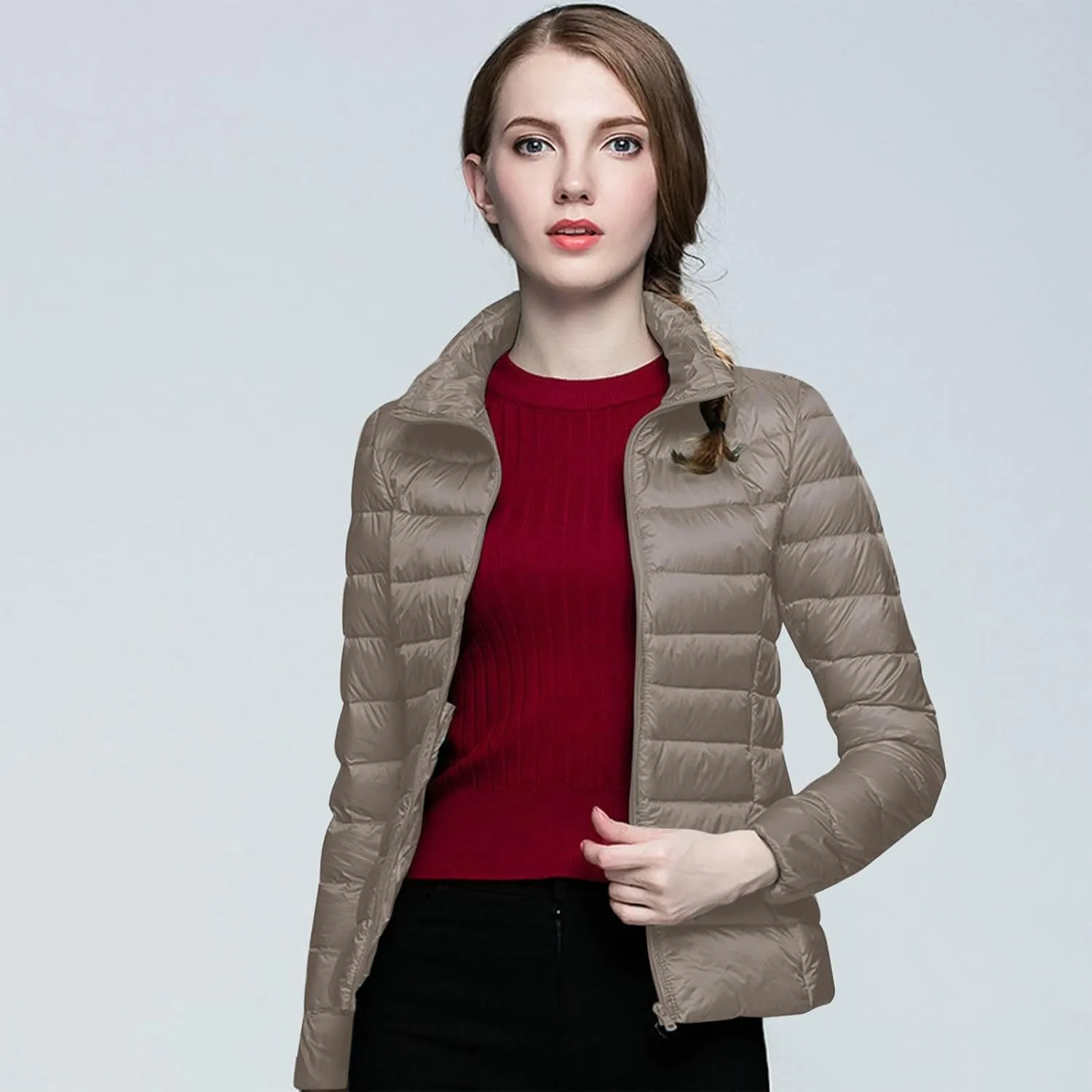 Women Puffer Jacket Reversible Fall and Winter Fashion Warm Quilted Long Hooded Padded Bubble Coat Snow Coats