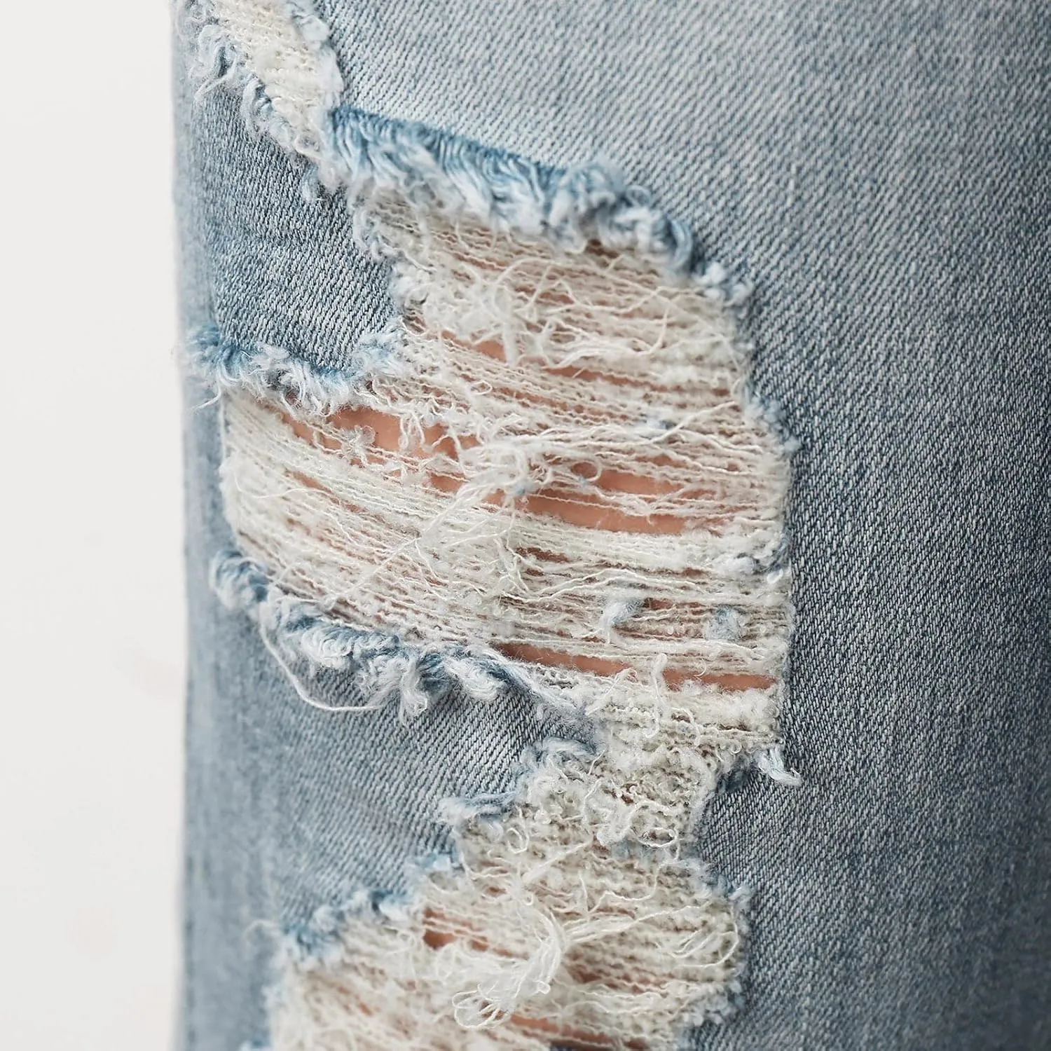 Women Skinny Ankle Length Denim Pants Distressed Ribbed Slim Shaping High Waisted Jeans Mid Rise Curvy Washed Stretch Pants