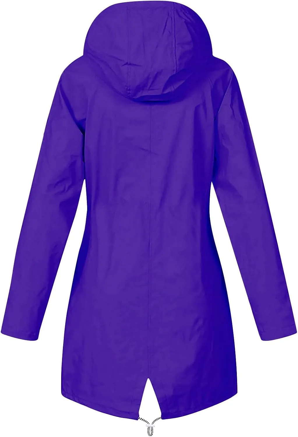 Women Solid Rain Jacket Outdoor Hooded Windproof Coat Fall Winter Casual Coats Plus Size Zip Up Hoodie Outwear