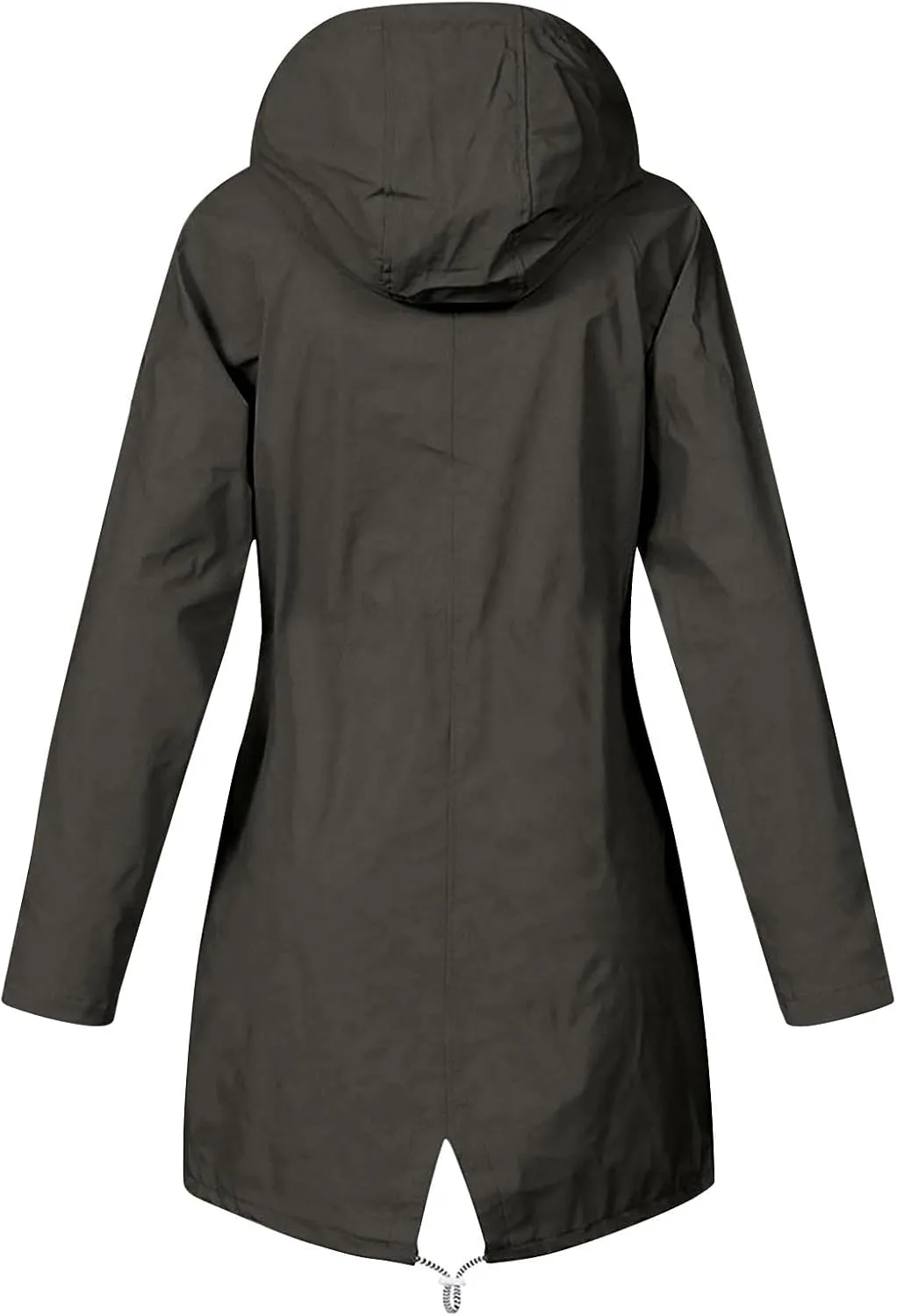 Women Solid Rain Jacket Outdoor Hooded Windproof Coat Fall Winter Casual Coats Plus Size Zip Up Hoodie Outwear