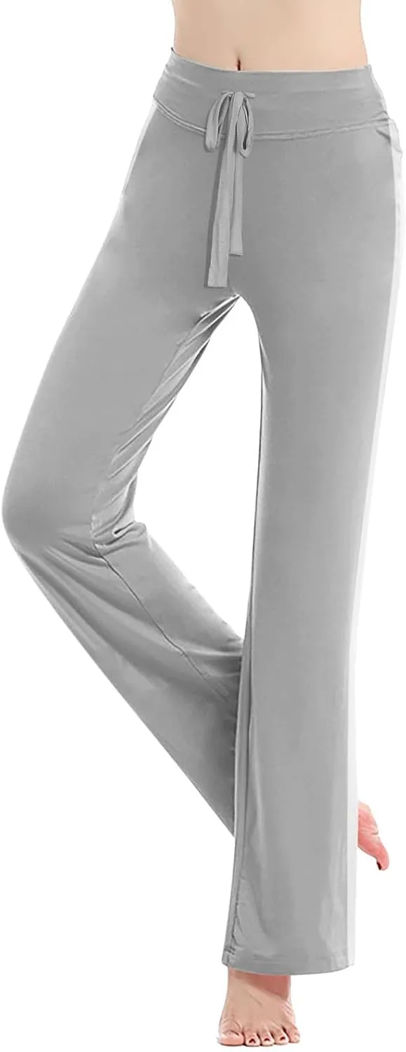 Women Yoga Pants Long Modal Comfy Drawstring Trousers Loose Straight Leg Yoga Running Athletic Lounge Pants