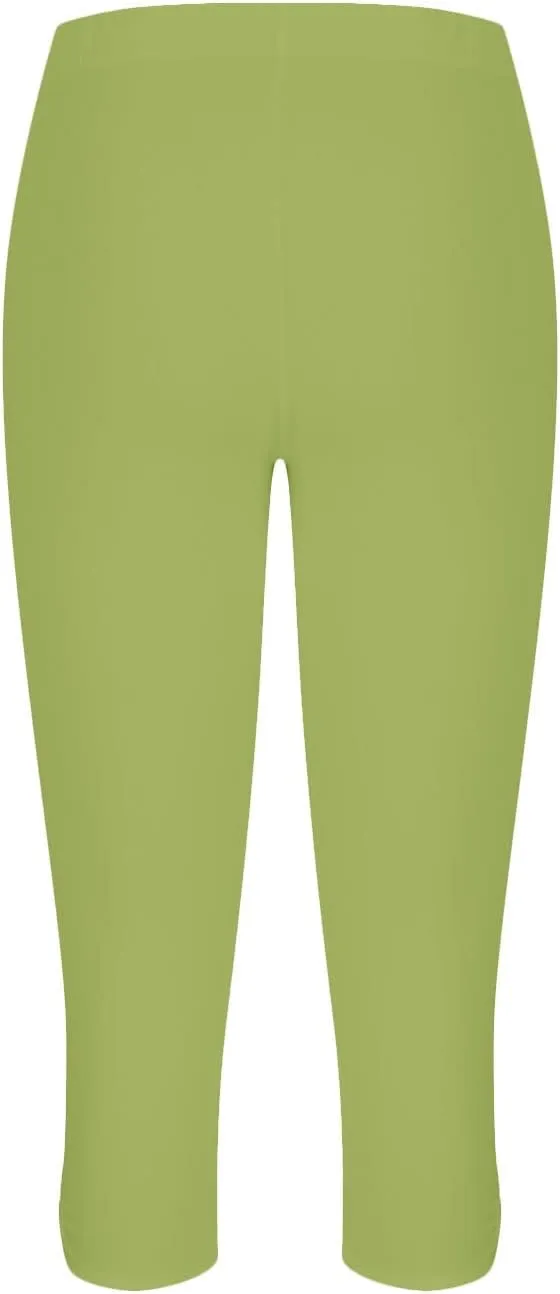 Women's Capri Trouser Ladies Three Quarter Half Pants Slim Fitting Yoga Gym Shorts High Waisted 3/4 Elasticated Trouser