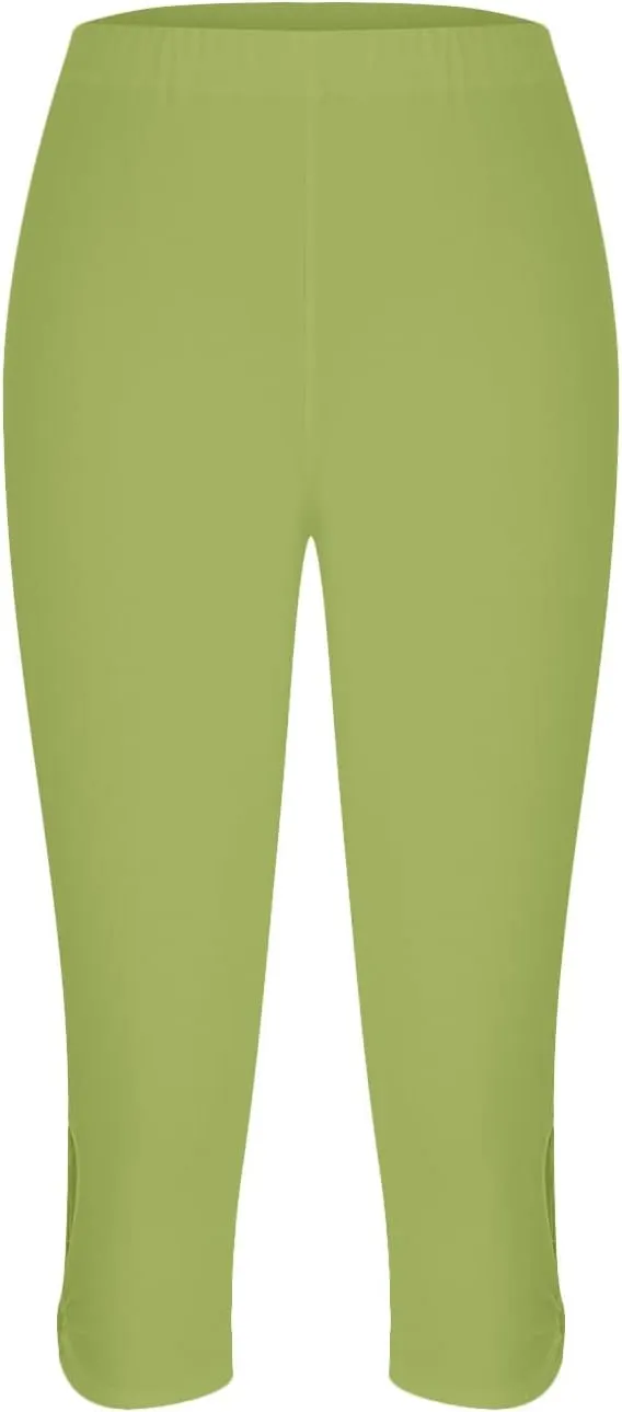 Women's Capri Trouser Ladies Three Quarter Half Pants Slim Fitting Yoga Gym Shorts High Waisted 3/4 Elasticated Trouser