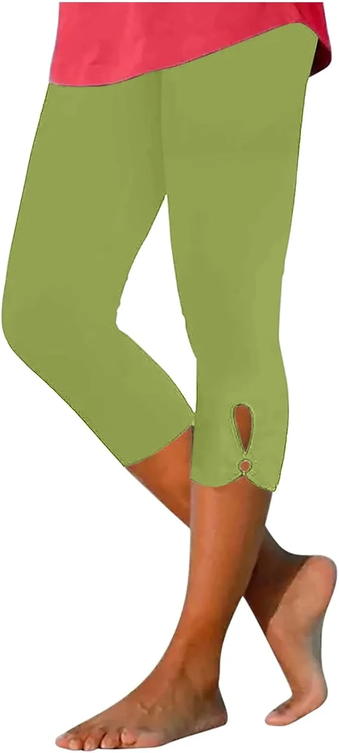 Women's Capri Trouser Ladies Three Quarter Half Pants Slim Fitting Yoga Gym Shorts High Waisted 3/4 Elasticated Trouser