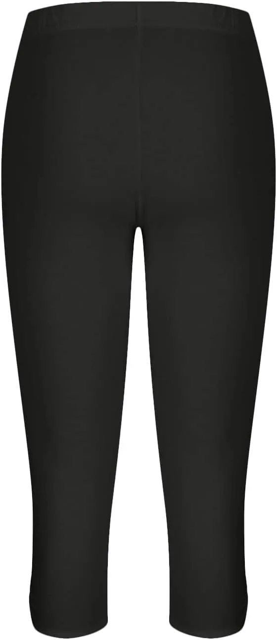 Women's Capri Trouser Ladies Three Quarter Half Pants Slim Fitting Yoga Gym Shorts High Waisted 3/4 Elasticated Trouser