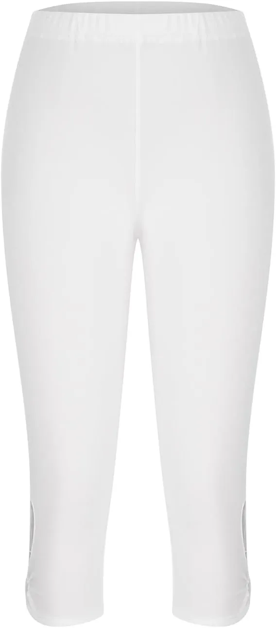 Women's Capri Trouser Ladies Three Quarter Half Pants Slim Fitting Yoga Gym Shorts High Waisted 3/4 Elasticated Trouser