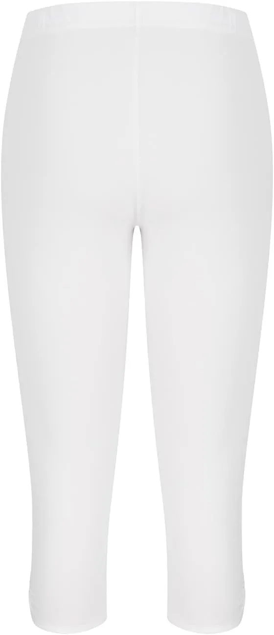 Women's Capri Trouser Ladies Three Quarter Half Pants Slim Fitting Yoga Gym Shorts High Waisted 3/4 Elasticated Trouser