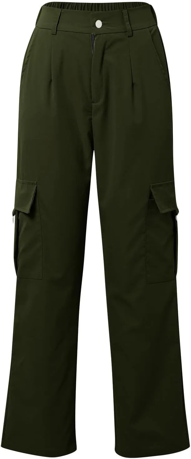 Womens Cargo Pants with Pockets Casual Fleece Baggy Sweatpants High Waisted Joggers Leggings for Women
