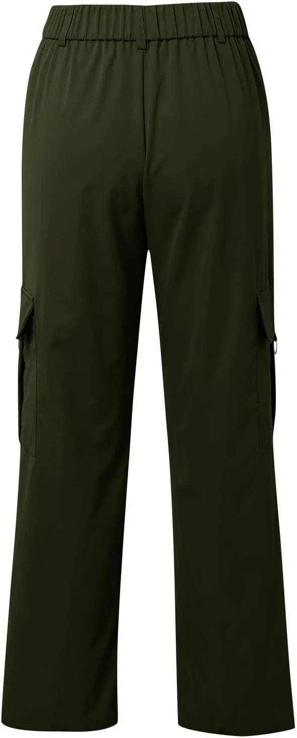 Womens Cargo Pants with Pockets Casual Fleece Baggy Sweatpants High Waisted Joggers Leggings for Women
