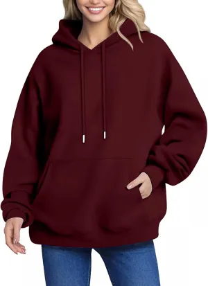 Women's Casual Oversized Hoodie Soft Fleece Pullover With Kangaroo Pocket, Perfect For Everyday