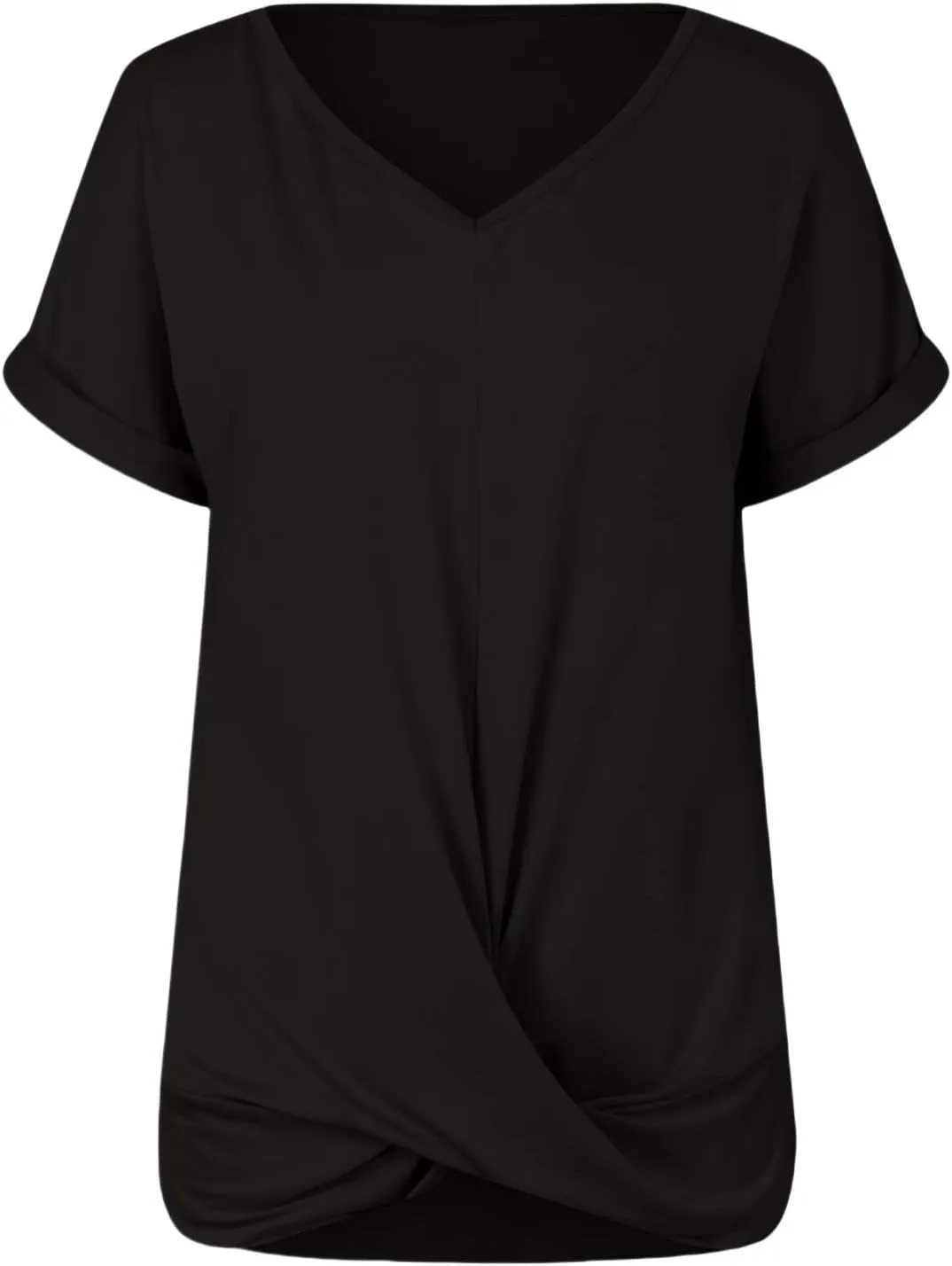 Women's Comfy Casual Summer Tops Short Sleeve V Neck Blouses T Shirts Twist Knot Basic Tees